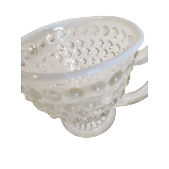 Anchor Hocking MOONSTONE Opalescent Hobnail Glass Sugar Bowl With Double Handles - Picture 5 of 16